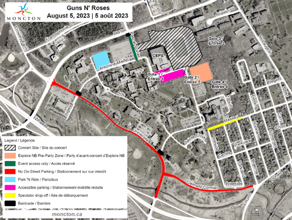 Guns N' Roses concert access map