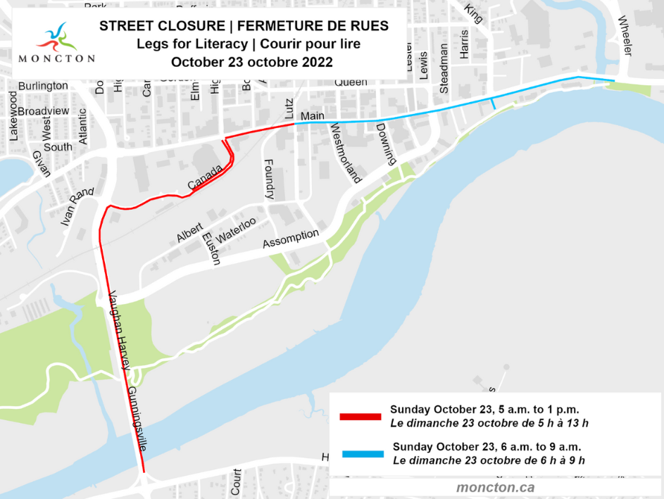 Legs for literacy street closure map
