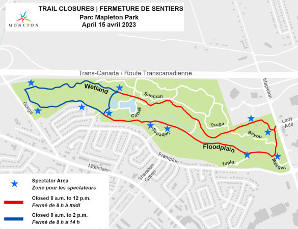 Moncton Dog Runners Trail Closures Map