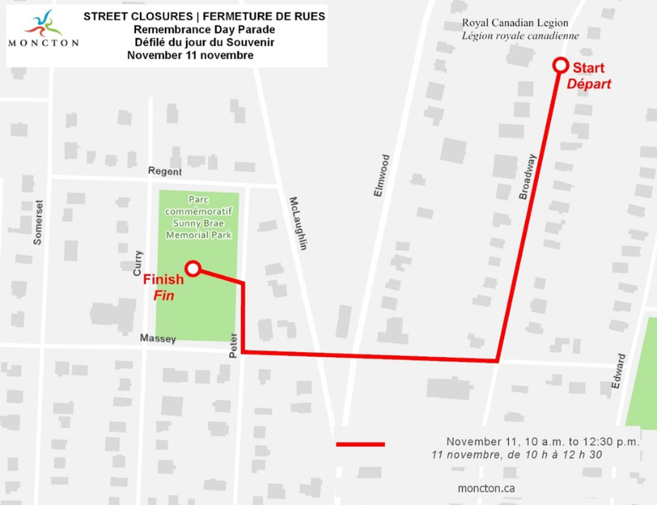 Remembrance Day Parade Detour Map