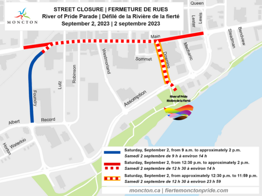 River of Pride Road Closure Map