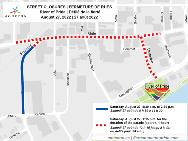 River of Pride Road Closure Map