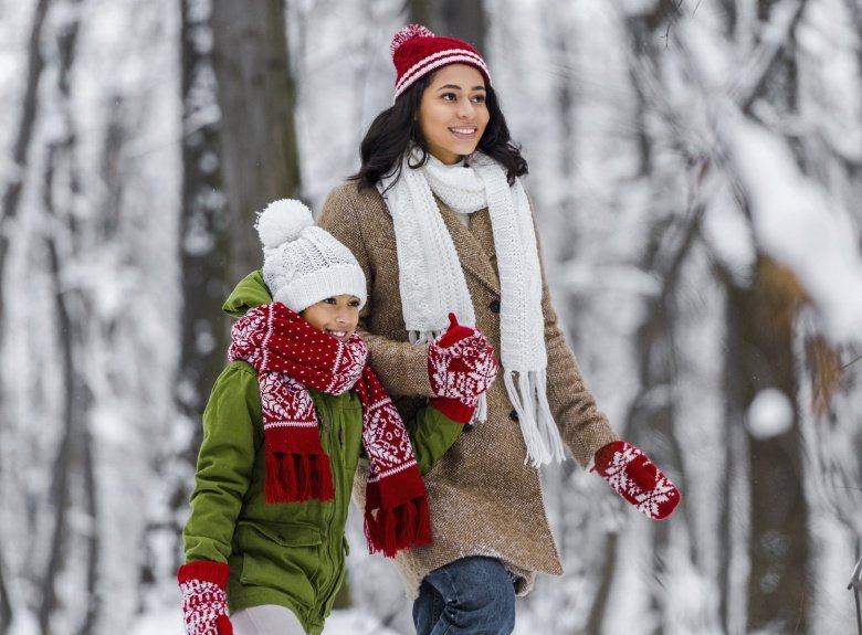 Walking Mom and daughter