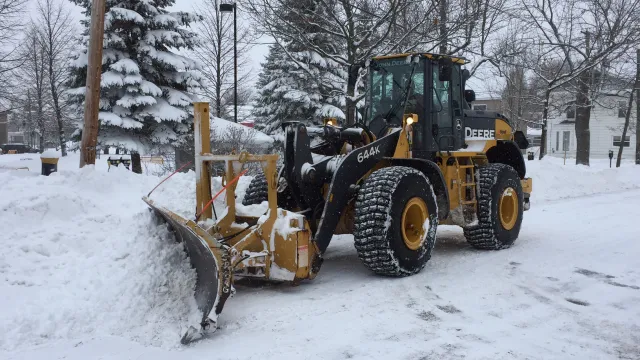 Plow clearing the streets during the winter