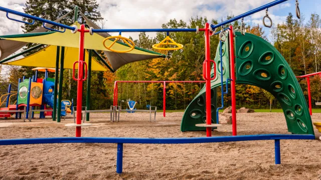 A neighbourhood playground in autumn