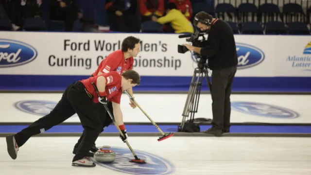 A curling team competing in a tournament