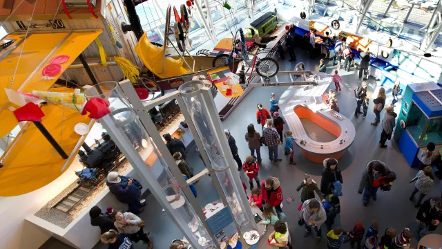 A bird's-eye view of Resurgo Place with many visitors 