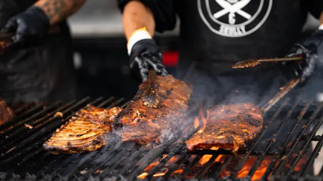 Ribs cooking on the grill at RibFest