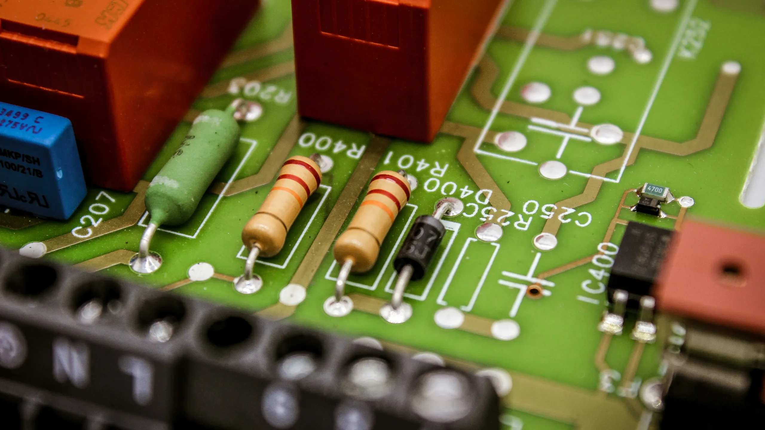 A close-up of a circuit board