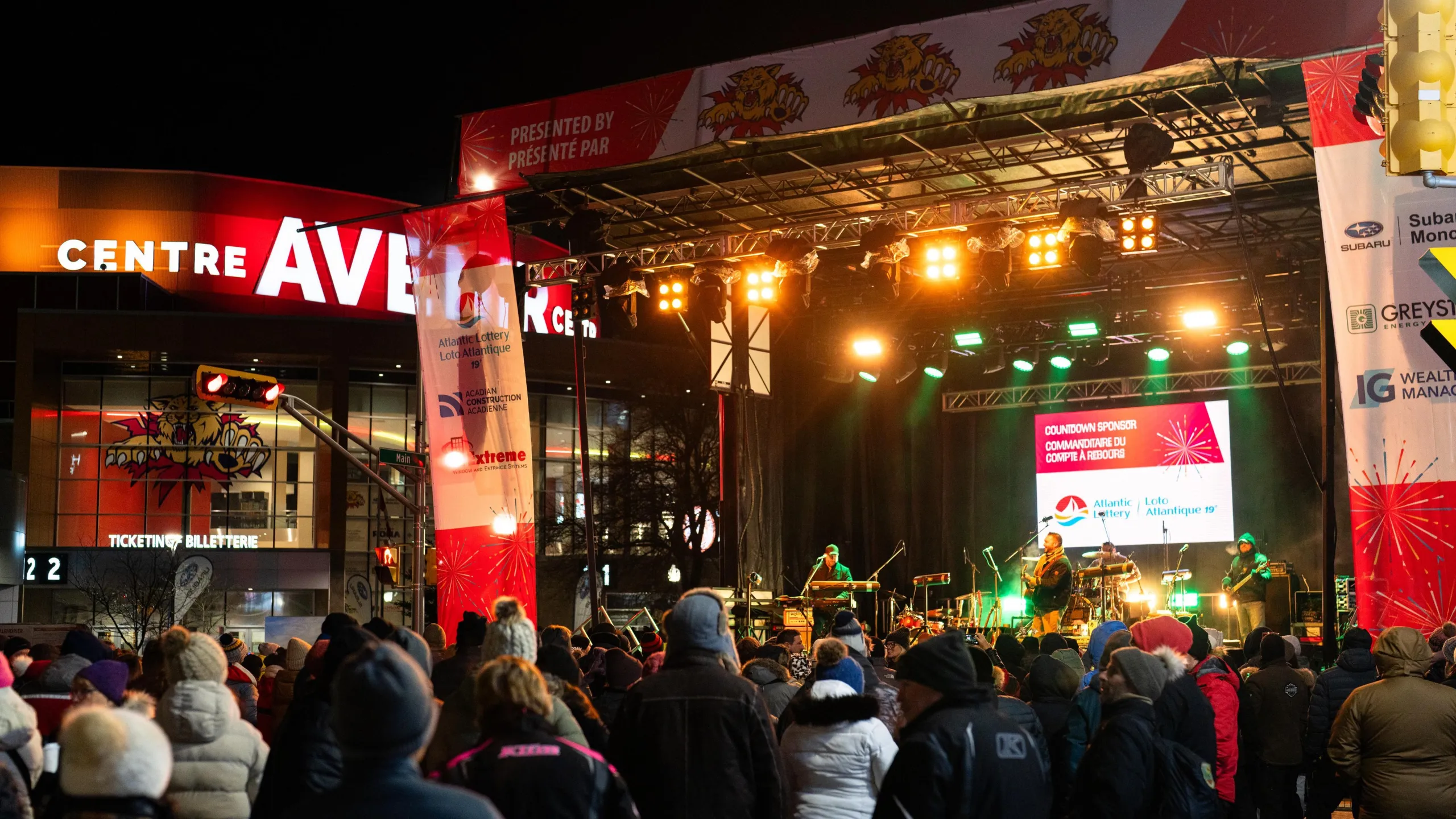 Crowd in front of the stage at the New Year's Eve Family Fun Fest