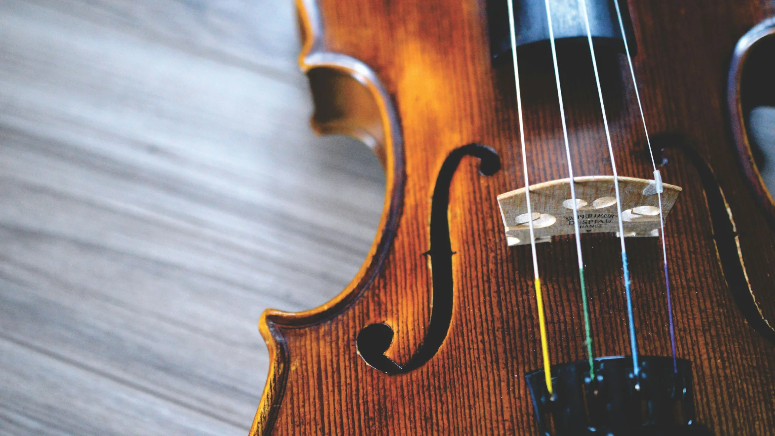 An close-up image of a violin.