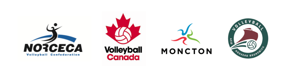 LOGOS: NORCECA, Volleyball Canada, City of Moncton, Volleyball New Brunswick