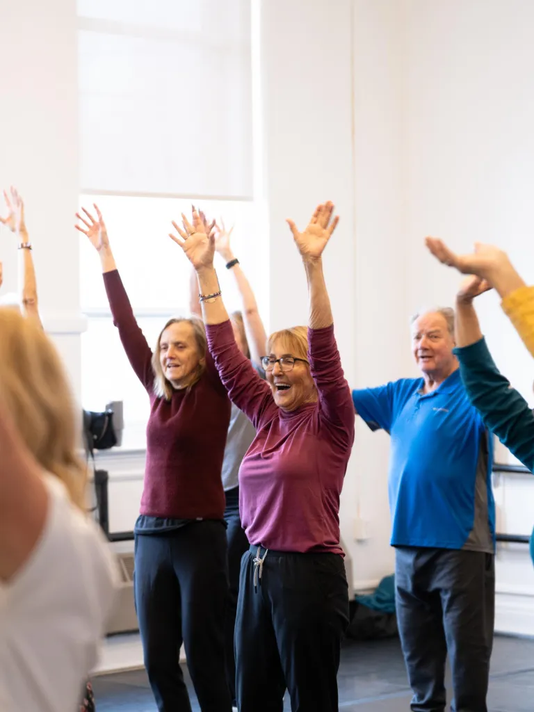 Seniors taking a fitness class