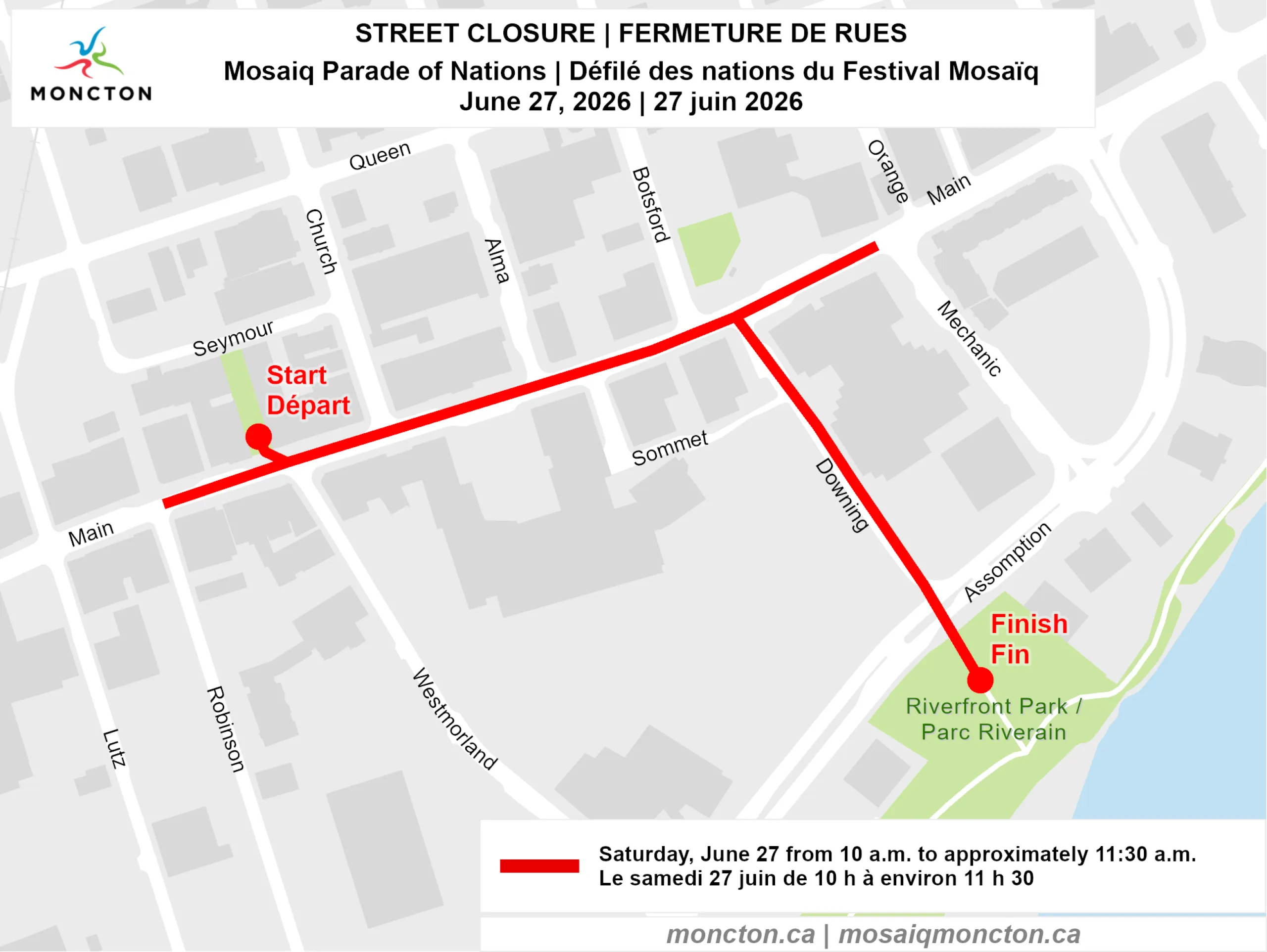 Street closure map for Mosaiq
