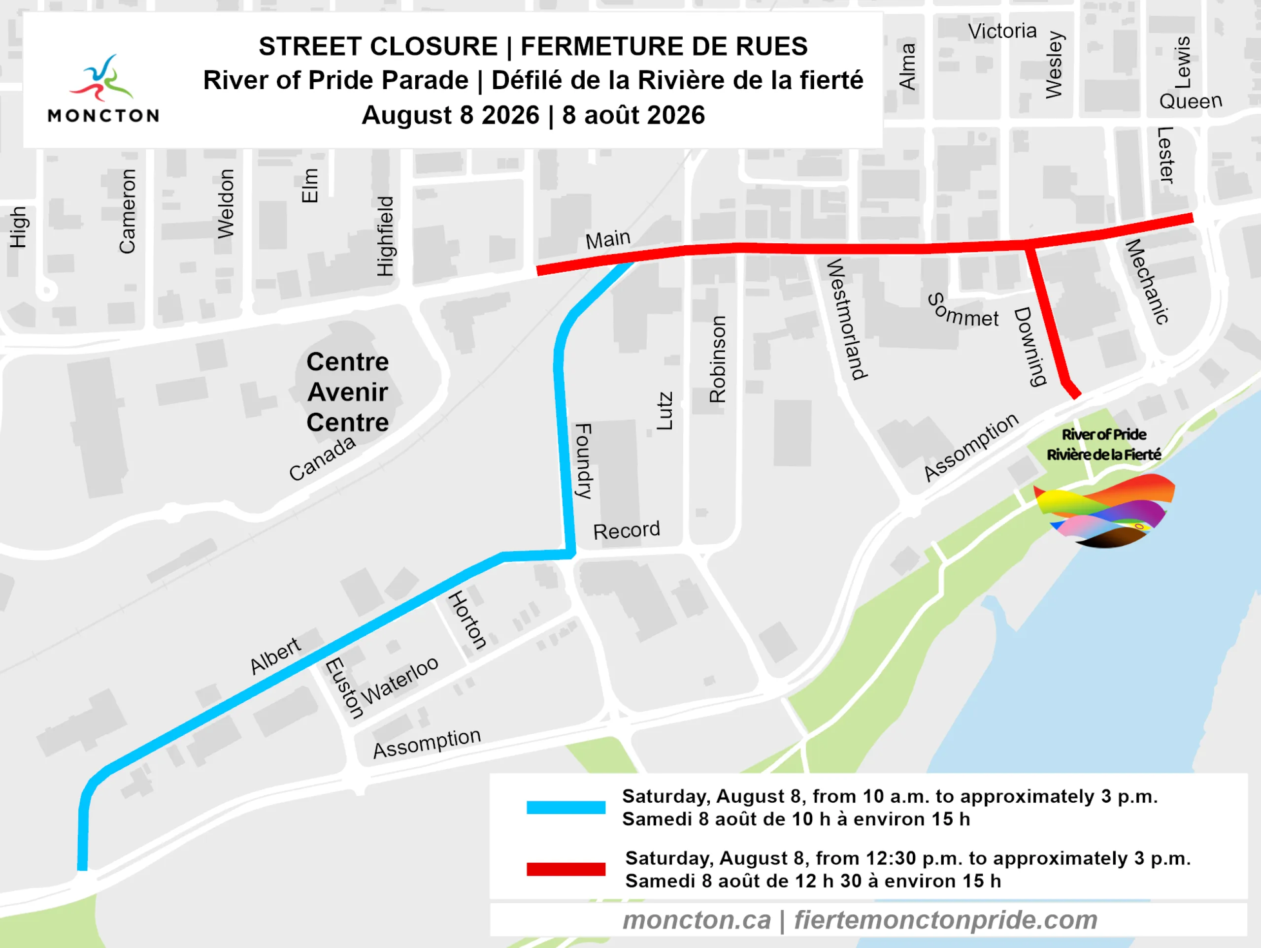 Pride parade street closure map