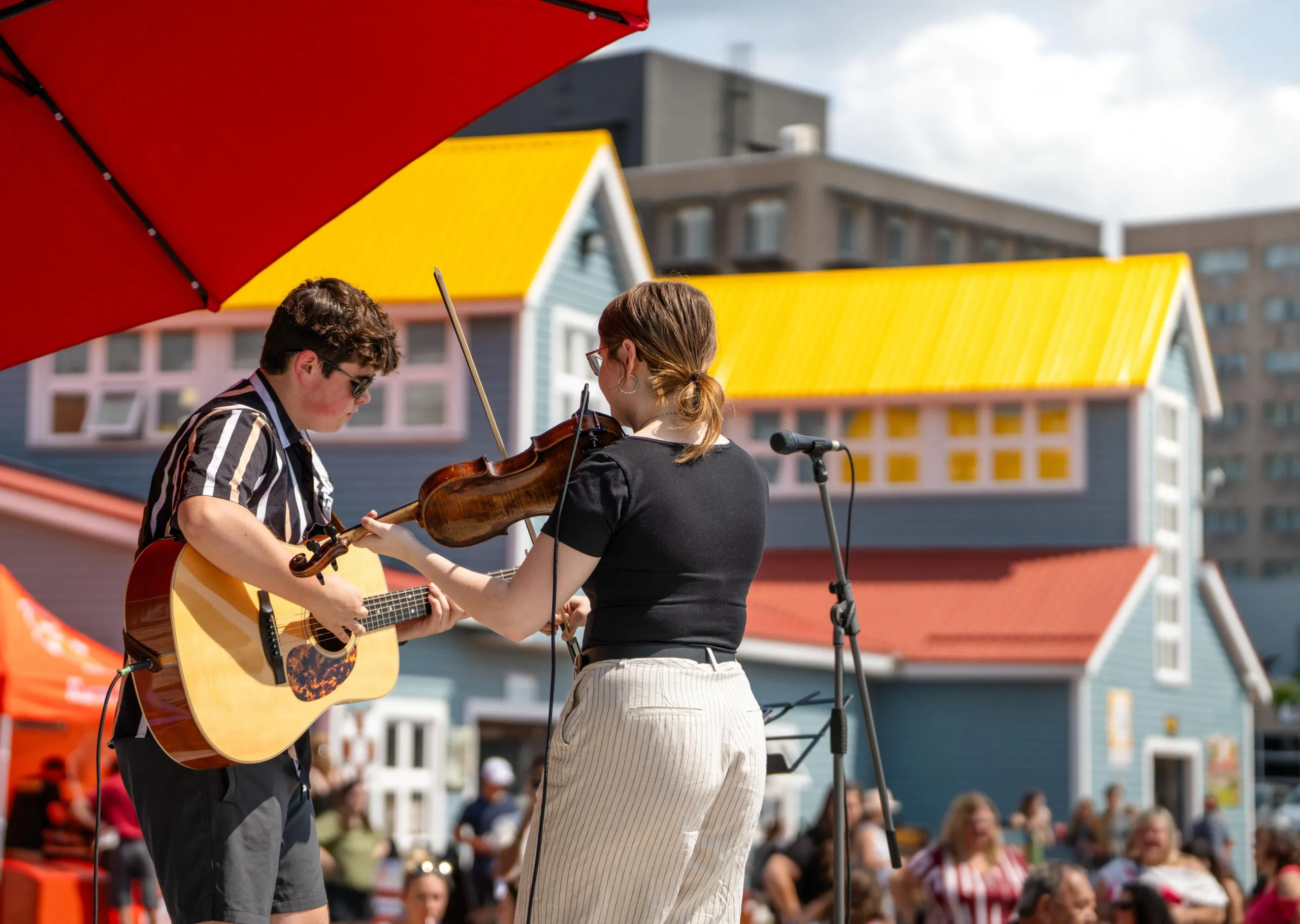Duo performing at the Moncton Market for Acoustica