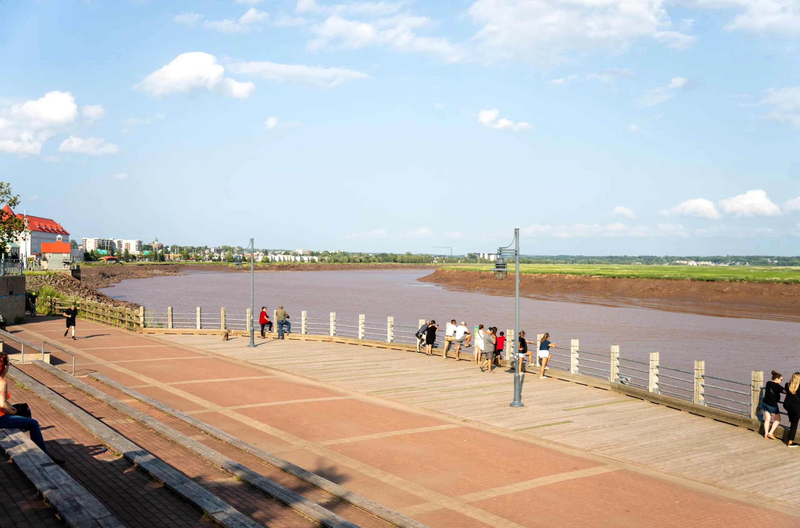 Visitors viewing the Petitcodiac River from Bore Park 