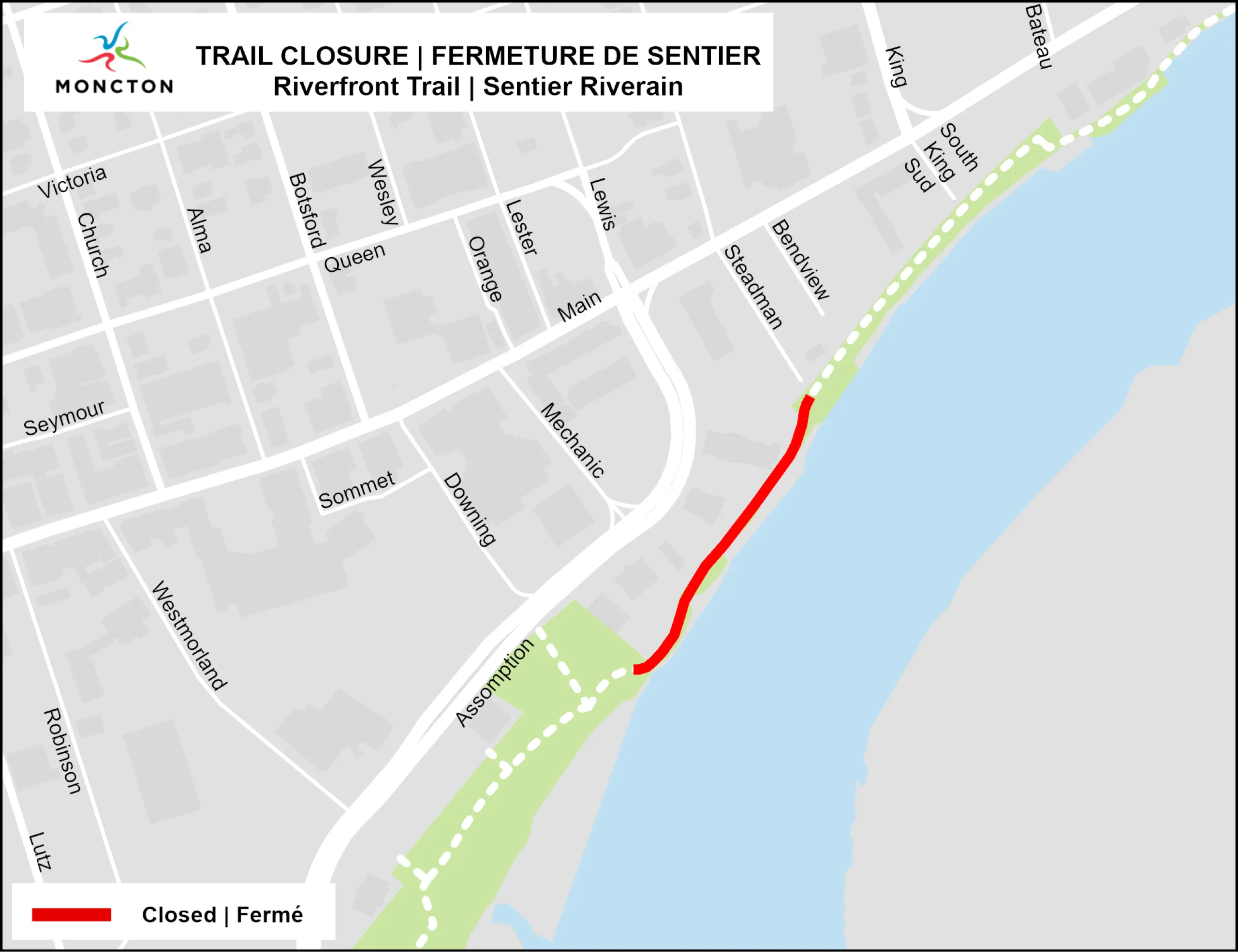Riverfront Trail closure map