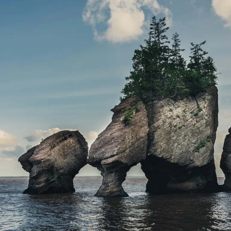 An image of the Hopewell Rocks at high tide